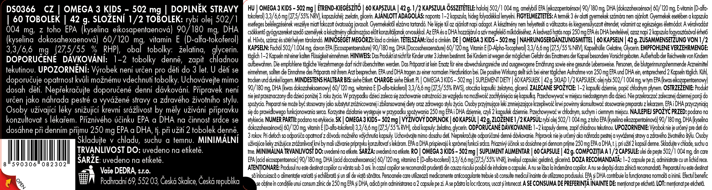 Etiketa k výrobku DS0366